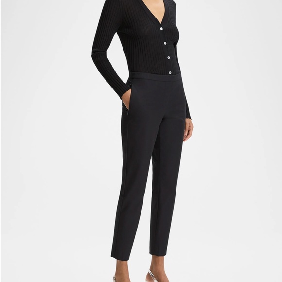 THEORY Thaniel Cropped Stretch Pants in Black Size 6 - Picture 2 of 8